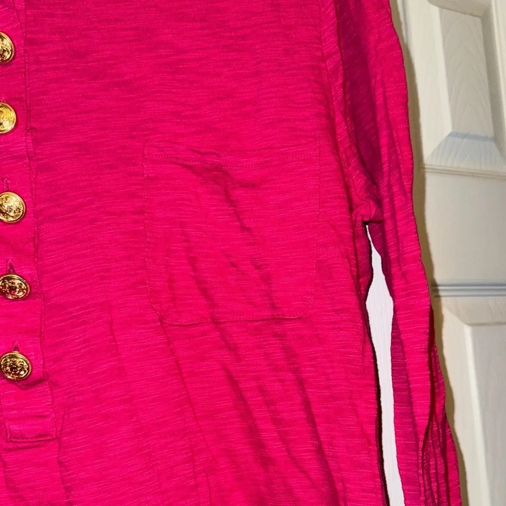 INC International Concepts Fuchsia Button-Accent Long Sleeve Top - Picture 5 of 9